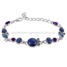 Silver Bracelet with Kyanite, Amethyst and Swiss Blue Topaz
